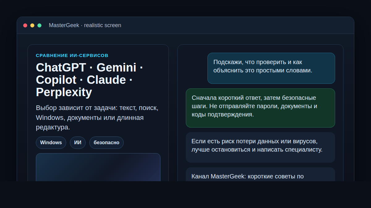 Сравнение ChatGPT, Gemini, Copilot, Claude и Perplexity